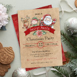Invitation Vintage échange de cadeaux Secret Père Noël Noël<br><div class="desc">Créez une excitation instantanée avec cette invitation unique vintage secrète Père Noël Noël pour votre fête de bureau, échange de cadeaux ou dîner! Personnalisez le texte pour lire ce que vous voulez pour un sonnette d'éléphant blanc et faire la fête comme aucun autre ! Cette fête de vacances ne manquera...</div>