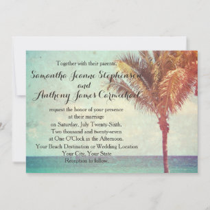 Invitation Vintage Effect Beach Wedding