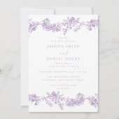 Invitation Vintage Elegance: Lavender Floral Wedding (Devant)