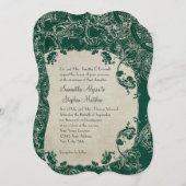 Invitation Vintage Elegance Mariage Toile Floral Damask (Devant / Derrière)