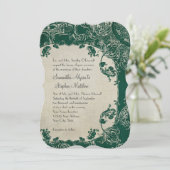 Invitation Vintage Elegance Mariage Toile Floral Damask (Debout devant)