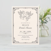 Invitation Vintage elegant angels bridal shower (Debout devant)