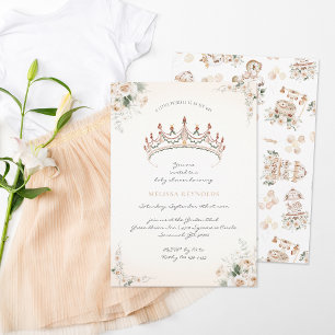 Invitation Vintage Élégant Baby Shower Petite Princesse