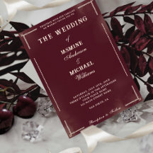 Vintage Elegant Burgundy Ivory Minimalist Wedding