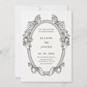 Invitation Vintage élégant cadre art photo mariage (Devant)