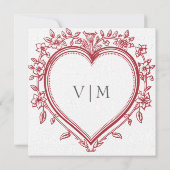 Invitation Vintage Elegant Chinoiserie Floral Heart Mariage (Dos)