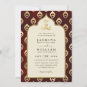 Invitation Vintage Elegant Emerald Peacock QR Code Wedding (Devant)
