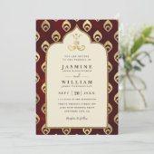 Invitation Vintage Elegant Emerald Peacock QR Code Wedding (Debout devant)