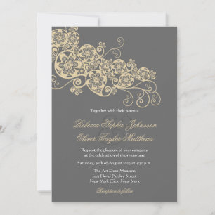 Invitation Vintage Elégant Floral Paisley Boho Mariage Invita