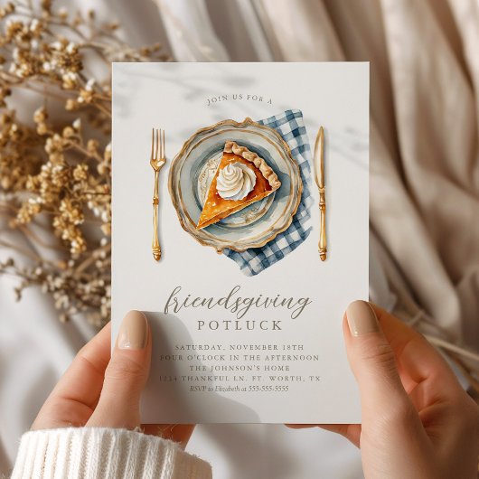 Invitation Vintage Elégant Friendsgiving Citrouille Pie