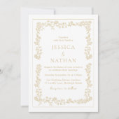 Invitation Vintage Elegant Gold Floral Frame Mariage (Devant)