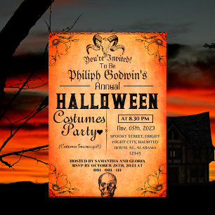 Invitation Vintage Élégant Gothique Halloween Costume Party d
