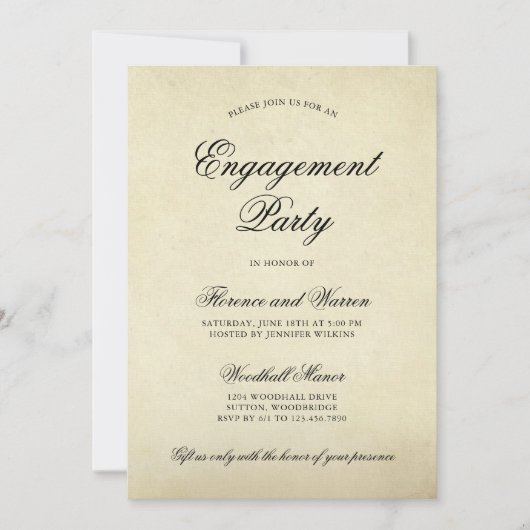 Invitation Vintage Élégant Groupe d'engagement officiel (Devant)