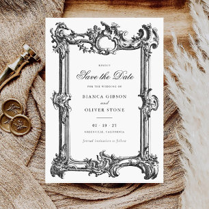 Invitation Vintage Elegant Mariage cadre ornemental Date de s