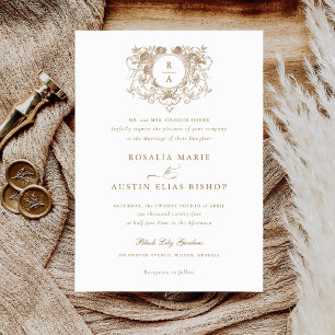 Invitation Vintage Élégant Mariage de monogramme en feuille f