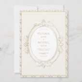 Invitation Vintage Elegant Neutral Damask Wedding (Devant)
