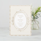 Invitation Vintage Elegant Neutral Damask Wedding (Debout devant)