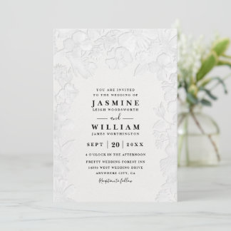 Invitation Vintage Elegant Ornate Embossing QR Code Wedding