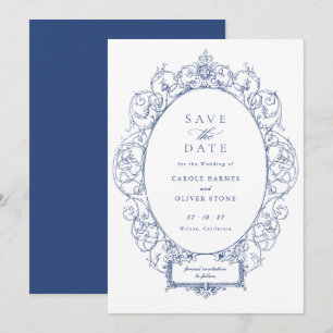 Invitation Vintage Élégant Ornement Cadre Floral Date de sauv