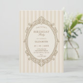 Invitation Vintage elegant soft beige birthday (Debout devant)