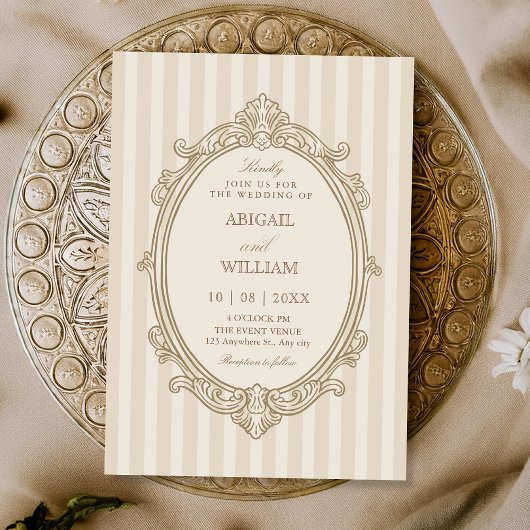 Invitation Vintage elegant soft beige wedding 
