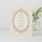 Invitation Vintage elegant soft beige wedding  (Debout devant)