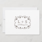 Invitation Vintage Elégant Victorien Flourish Mariage blanc (Dos)