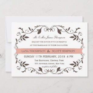 Invitation Vintage Elégant Victorien Flourish Mariage blanc