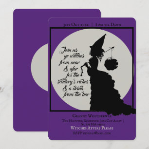 Invitation Vintage Elegant Witch Victorian Halloween Party