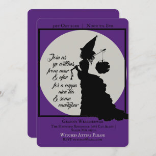 Invitation Vintage Elegant Witch Victorian Halloween Party
