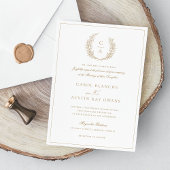 Invitation Vintage Elegant Wreath Gold Mariage frontière
