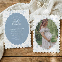 Invitation vintage élégante à fleurs pour Baby Sho
