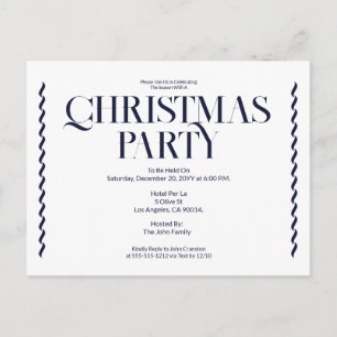Invitation vintage élégante bleue pour fête de Noë