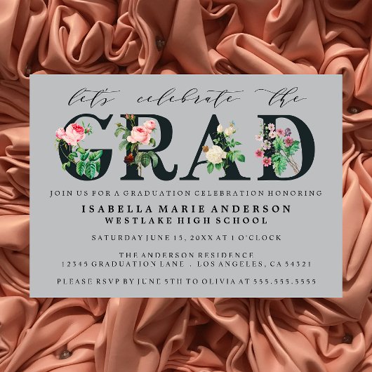 INVITATION vintage ÉLÉGANTE FLORALE