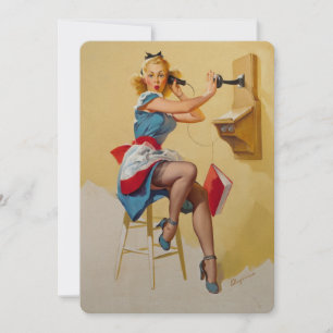Invitation Vintage Elvgren Téléphone Pin-up Girl Retro