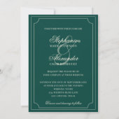 Invitation Vintage Emerald Checkered Old Money Photo Wedding (Dos)
