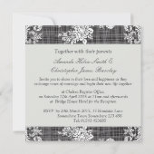 Invitation Vintage en noir et blanc Mariage damass (Dos)