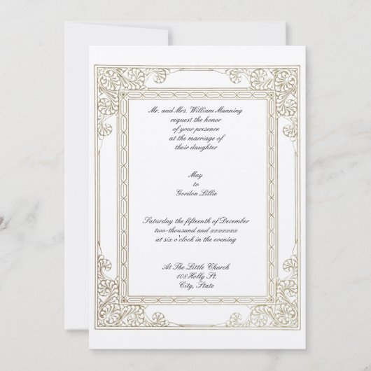 Invitation Vintage époque victorienne 1877 Cadre simple (Devant)