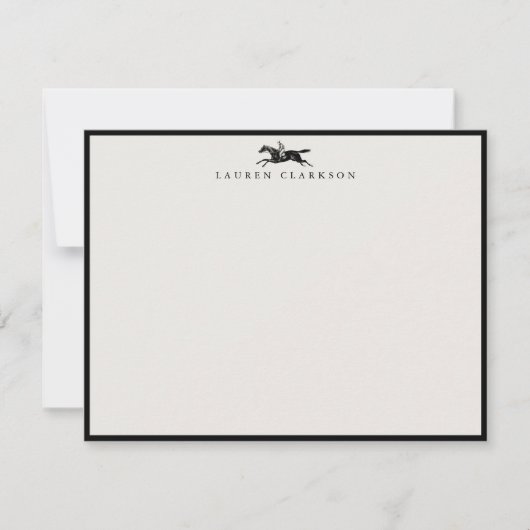Invitation Vintage Equestrian Rider Stationery Note Card (Devant)