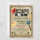 Invitation Vintage Escape Room Mystère Anniversaire (Devant)