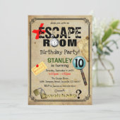 Invitation Vintage Escape Room Mystère Anniversaire (Debout devant)