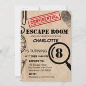 Invitation Vintage Escape Room Mystère Anniversaire (Devant)