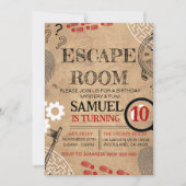 Invitation Vintage Escape Room Mystère Anniversaire (Devant)