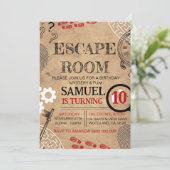 Invitation Vintage Escape Room Mystère Anniversaire (Debout devant)
