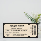 Invitation Vintage Escape Room Mystery Anniversaire Ticket Pa (Debout devant)