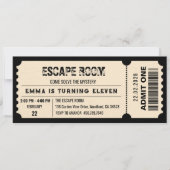 Invitation Vintage Escape Room Mystery Anniversaire Ticket Pa (Devant)