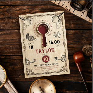 Invitation Vintage Escape Room Mystery Solutionner Detective 