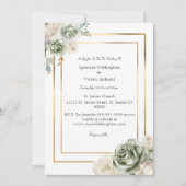 Invitation Vintage et élégant Green Gold Micro Mariage (Devant)