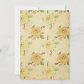 Invitation Vintage et élégant Mariage Floral Jaune (Dos)