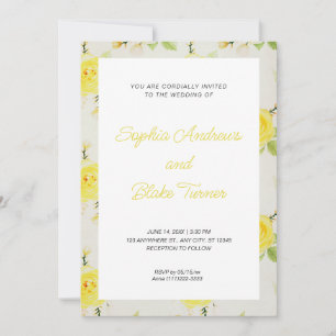 Invitation Vintage et élégant Mariage Floral Jaune